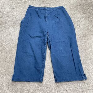 Vintage Blue Cropped Gaucho Denim Pants Jeans Womens 12 Blue Wide Leg 30x19.5